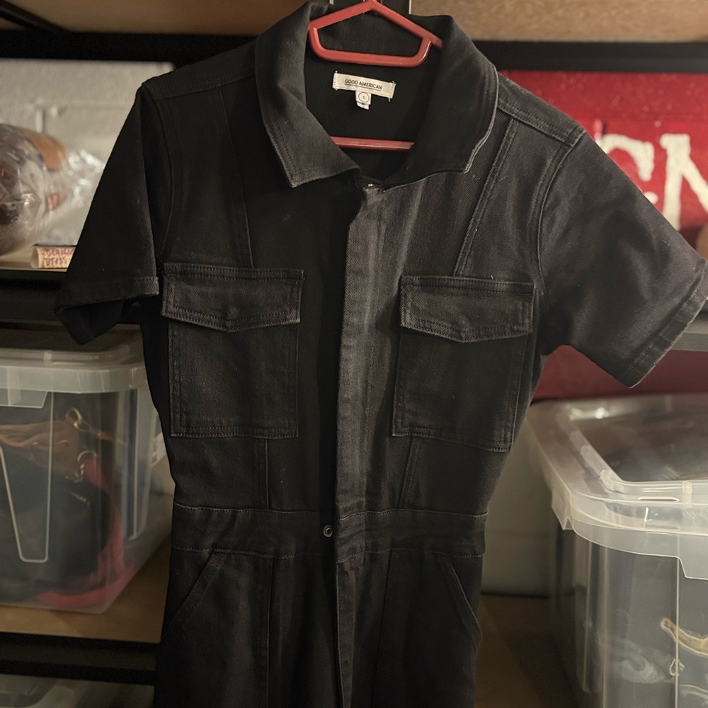 Good American fit for success black denim jumpsuit - Picture 4 of 14